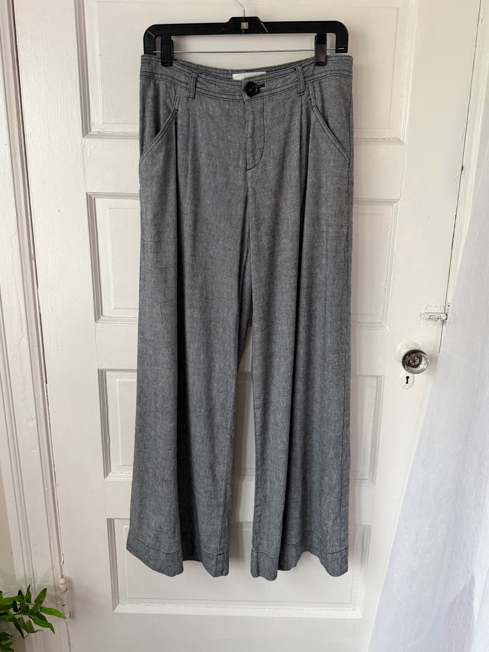 Anthropologie Linen Blend Wide Leg Low Rise Pants Relaxed Fit Minimalist Boho - Picture 5 of 14